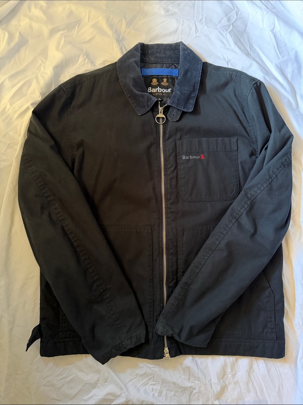 Barbour Navy Canvas Zip-Front Shirt Jacket